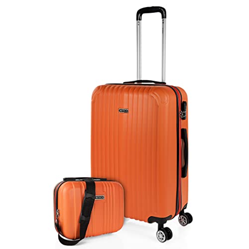 ITACA - Handgepäck Koffer Trolley - Reisekoffer Mit Rollen und Reisekoffer Hartschalenkoffer für Vielreisende T71550B, Mandarine von ITACA