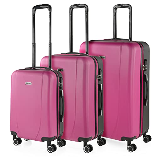 ITACA - Gepäck-Sets, Reisekoffer, Reisekoffer Set, Kofferset, Hartschalenkoffer, Trolley-Set, Luggage - Große Auswahl an Koffer & Trolleys für Jede Reise! 71100, Fuchsia-Anthrazit von ITACA