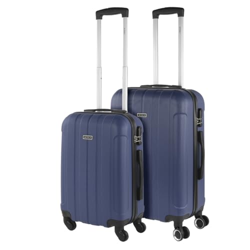 ITACA - Reisekoffer, Set mit 4 Rädern, ABS-Reisekoffern, robust und leicht, Kombinationsschloss 771100B, Jeansblau, 55 cm + 63 cm, Basic von ITACA