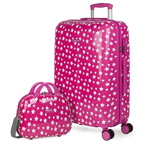 ITACA - Leicht Koffer Set PC Reisekoffer Set für Flugreisen - Dauerhaft Hartschalenkoffer Set - Kofferset Hartschale mit TSA Kombinationsschloss - Robuster und Leichter Reisekofferset Koffer, Fuchsia von ITACA