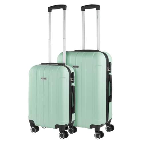 ITACA - Reisekoffer, Set mit 4 Rädern, ABS-Reisekoffern, robust und leicht, Kombinationsschloss 771100B, Minzgrün, 55 cm + 63 cm, Basic von ITACA