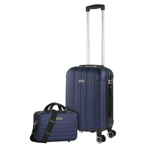 ITACA - Handgepäck Koffer Trolley - Reisekoffer Mit Rollen und Reisekoffer Hartschalenkoffer für Vielreisende 771150B, Marine Blau von ITACA
