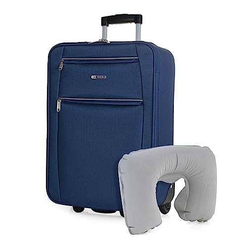 ITACA - Koffer Klein Handgepäck - Koffer Handgepäck 55x40x20 Leicht und Robust - Reisekoffer Klein aus Hochwertigen Materialien T71950B, Marine Blau von ITACA