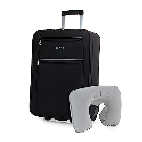 ITACA - Koffer Klein Handgepäck - Koffer Handgepäck 55x40x20 Leicht und Robust - Reisekoffer Klein aus Hochwertigen Materialien T71950B, Schwarz von ITACA