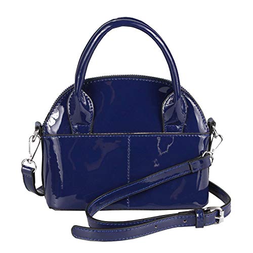 Damen Mini Tasche Schultertasche Umhängetasche Crossbody Lack Leder Optik Abend Blau von ITALYSHOP24.COM