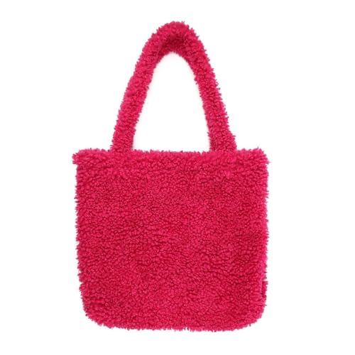 Made in Italy Damen Teddyfell Tasche Shopper Tote Bag Handtasche Plüsch Schultertasche Teddytasche Pelz Damentasche Felltasche Wintertasche Pink von ITALYSHOP24
