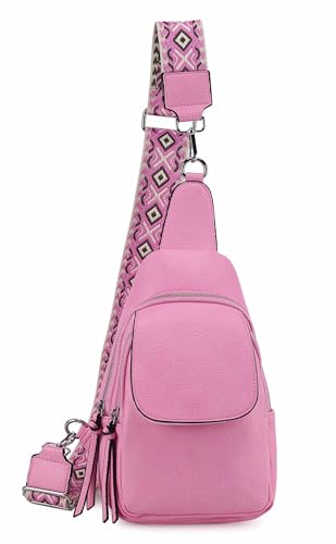 OBC Damen Crossbody Sling Tasche Rucksack Bodybag Crossbag Crossover Schultertasche Gürteltasche Brusttasche Umhängetasche Pink von ITALYSHOP24