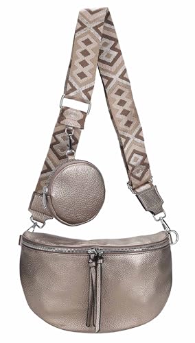 OBC Damen Tasche Crossbody Gürteltasche Brusttasche Umhängetasche Hüfttasche Crossover Bauchtasche Bodybag Schultertasche Handytasche Kunstleder Bronze von ITALYSHOP24