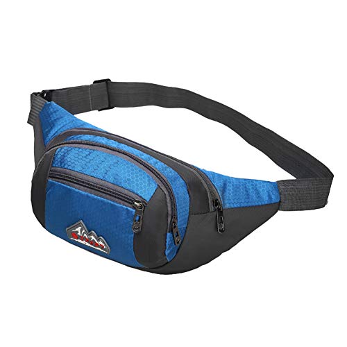 Bauchtasche Nylon Unisex Gürteltasche Blau Hüfttasche mit 4 Fächern Sporttasche Daypack für Damen Männer Mädchen Junge Bumbag Reittasche Outdoor Tasche Schultertasche für Klettern Reiten Radsport von ITODA