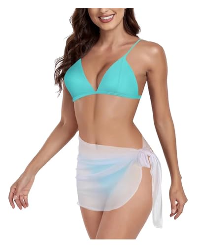 IUERVPS 3-teiliger Triangel-Bikini mit Rock und tiefem V-Badeanzug, solide Badebekleidung for Damen, Badende, Schwimmen, Badeanzug, weibliche Strandbekleidung(Size:S) von IUERVPS