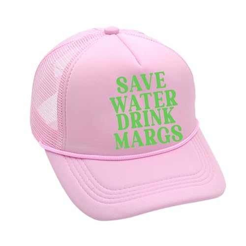 Water Drink Margs Trucker-Mütze, Trendiger Vintage-Stil, lustig, niedlich, Grafik, Country-Tequila-Bierhut, Damen- Herrensportmütze Sportschutzbrillenhalter (Pink, One Size) von IUNSER