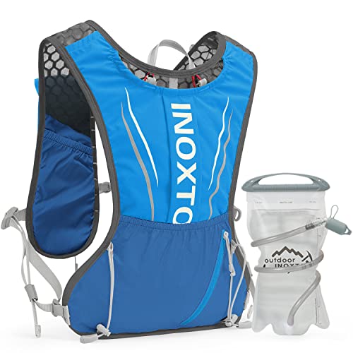 IX INOXTO Lauf-Trinkweste für Männer und Frauen, Wasserrucksack zum Laufen, 3 l Laufen, Trinkrucksack für Trailrunning, Marathon, Rennen, Wandern (Blau Blau) von IX INOXTO