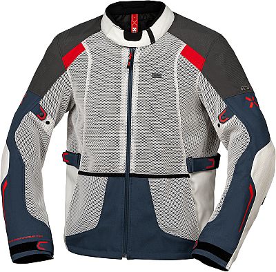 IXS Tourster-BigAir 1.0, Textiljacke - Hellgrau/Dunkelblau/Rot - 4XL von IXS