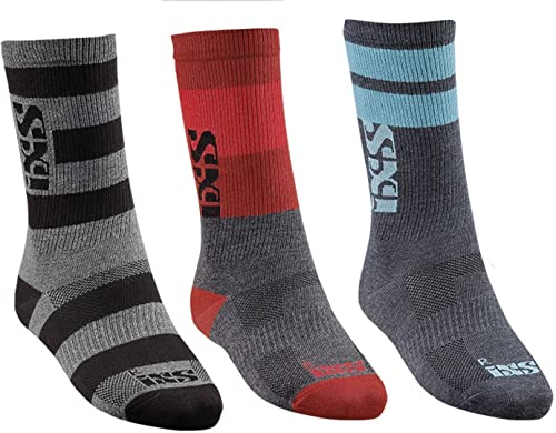IXS Triplet Socken 3er Pack (Grey/Blue/Red,L) von IXS