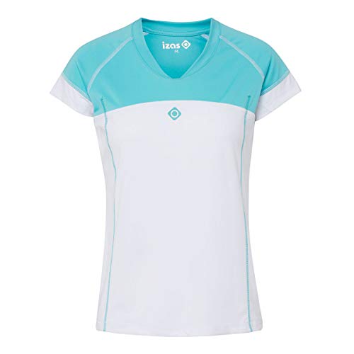 IZAS Damen Muska Kurzärmeliges T-Shirt, Blue Curacao/Weiß, XS von IZAS