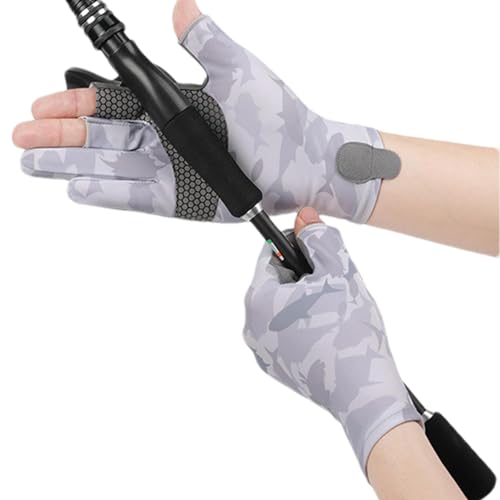 Ibuloule Sommer-Outdoor-Angelhandschuhe, UV-Schutzhandschuhe zum Angeln | Verschleißfeste Angelhandschuhe | Angelzubehör Ruderhandschuhe, atmungsaktiv und bequem für den Außenbereich von Ibuloule