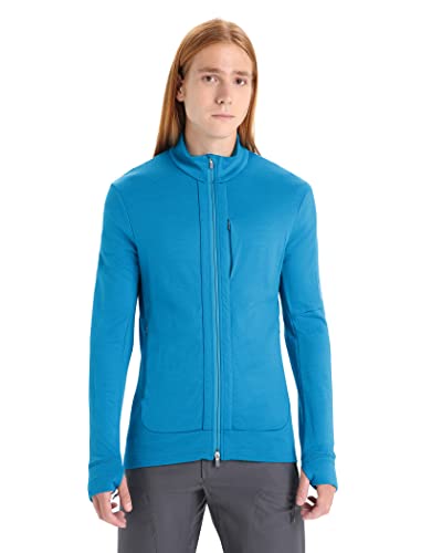 Icebreaker Merino Herren Quantum Iii Pullover, langärmelig, Wolle, mit durchgehendem Reißverschluss Sweatshirt, Geo Blue, Medium von Icebreaker