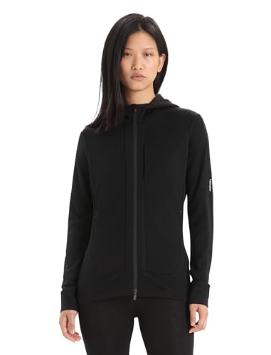 Icebreaker Merino Damen Quantum III Langarm Wolle Athletic Zip Up Hoodie Schwarz Größe L von Icebreaker