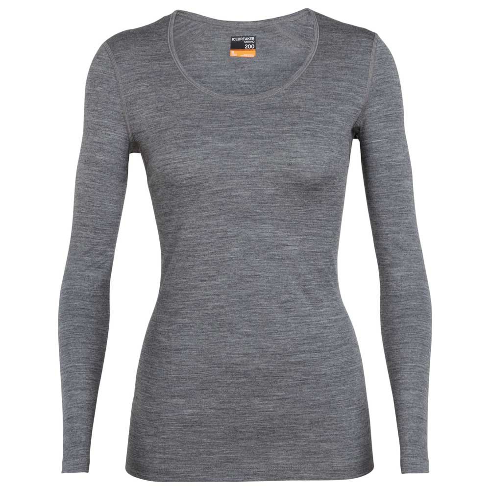 Icebreaker 200 Oasis Scoop Merino Long Sleeve T-shirt Grau M Frau von Icebreaker