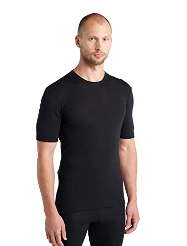 Icebreaker Herren Everyday Kurzärmeliges Crewe T-Shirt - Funktionsshirt Herren - 100% Merinowolle Base Layer - Black, S von Icebreaker