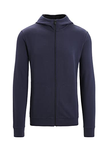 Icebreaker Langärmeliges Sweatshirt mit Reißverschluss und Kapuze Central Classic Herren - Midlayer Merinowolle Oberteil, Zip up Sweatshirt, Laufshirt - Midnight Navy, S von Icebreaker