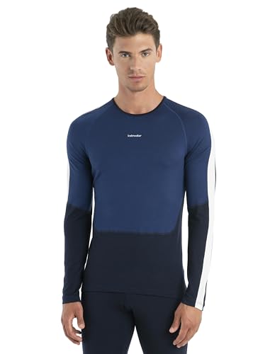 Icebreaker Merino Herren Standard 200 Sonebula Langarm Base Layer Crew Top, Midnight Navy/Royal Navy/Snow, XX-Large von Icebreaker