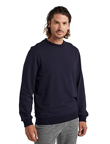 Icebreaker Merinowolle Herren Mid Layer - Central Sweatshirt | Pullover ohne Kapuze | Sweater | Merino Pullover | Pullover Baumwolle | Sweatshirt Ohne Kapuze - Midnight, S von Icebreaker