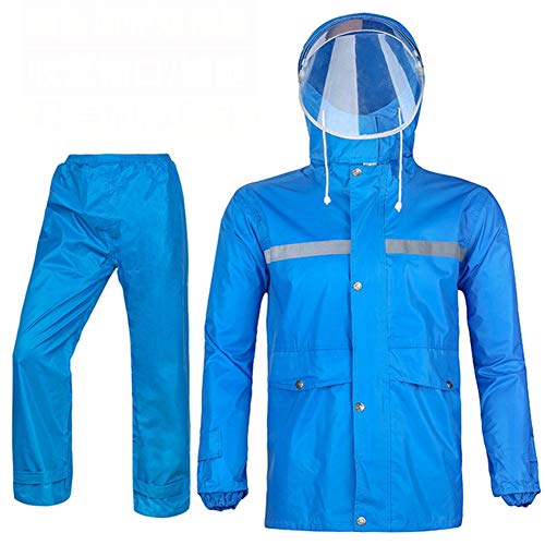 Icegrey Damen Herren Regenanzug Atmungsaktive Schneeanzug Regenjacke und Hose mit Reflexstreifen Regenbekleidung für Radfahren Blau 2XL von Icegrey