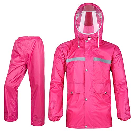 Icegrey Damen Herren Regenanzug Atmungsaktive Schneeanzug Regenjacke und Hose mit Reflexstreifen Regenbekleidung für Radfahren Fushia 3XL von Icegrey