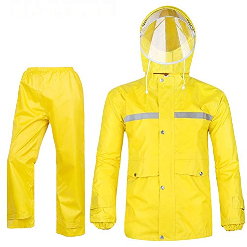Icegrey Damen Herren Regenanzug Atmungsaktive Schneeanzug Regenjacke und Hose mit Reflexstreifen Regenbekleidung für Radfahren Gelb L von Icegrey