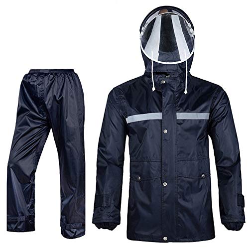 Icegrey Damen Herren Regenanzug Atmungsaktive Schneeanzug Regenjacke und Hose mit Reflexstreifen Regenbekleidung für Radfahren Marine 2XL von Icegrey