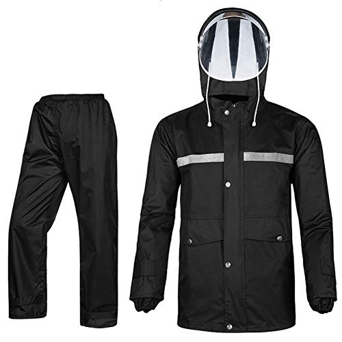Icegrey Damen Herren Regenanzug Atmungsaktive Schneeanzug Regenjacke und Hose mit Reflexstreifen Regenbekleidung für Radfahren Schwarz L von Icegrey