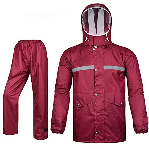 Icegrey Damen Herren Regenanzug Atmungsaktive Schneeanzug Regenjacke und Hose mit Reflexstreifen Regenbekleidung für Radfahren Weinrot M von Icegrey