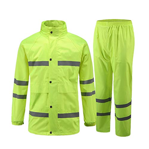 Icegrey Wasserdichten Anzug mit Reflexstreifen Regenjacke mit Kapuze Regenhosen Arbeitskleidung Fluoreszierendes Grün 46 von Icegrey