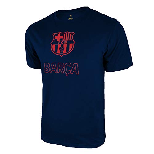 Icon Sports Barça OL Herren-T-Shirt, kurzärmelig, UEFA Champions League Fußball-Barcelona, Marineblau, Größe L von Icon Sports