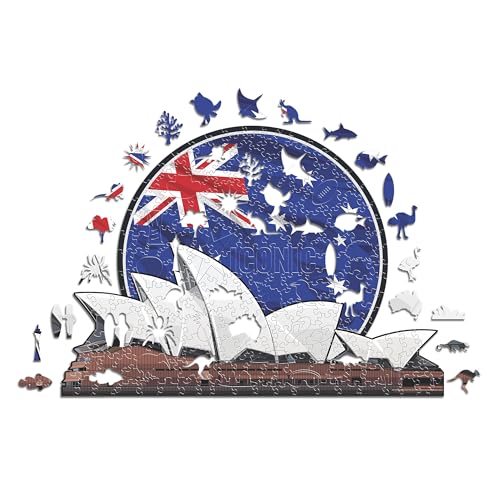 Iconic Puzzles, Sydney Opera House, 100% ökologisch nachhaltiges Holzpuzzle mit offizieller Lizenz, Größe S, 150 Teile von Iconic Puzzles