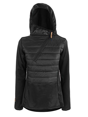 Idealer Pulverschnee IDEPUL Hybridjacke Damen mit Kapuze, Hybridpullover, Farbe Schwarz, Größe L von Idealer Pulverschnee