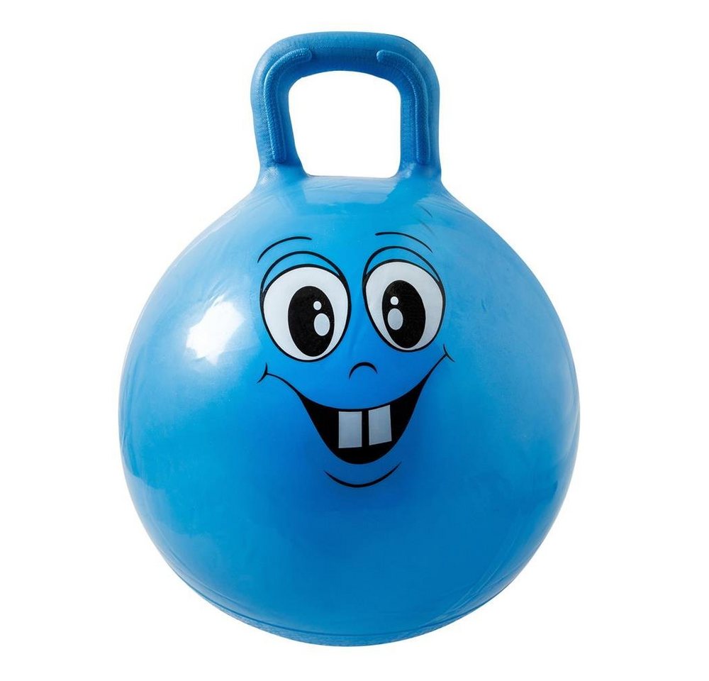 Idena Hüpfball Happy Face, Blau, 40-50 cm Durchmesser, belastbar bis 50 kg von Idena