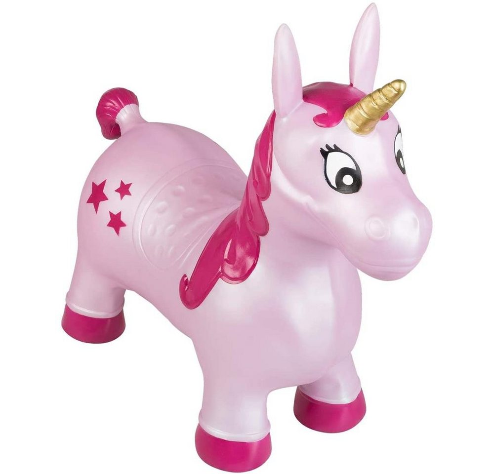 Idena Hüpftier Einhorn, Pink mit Sternen, mit Luftpumpe von Idena