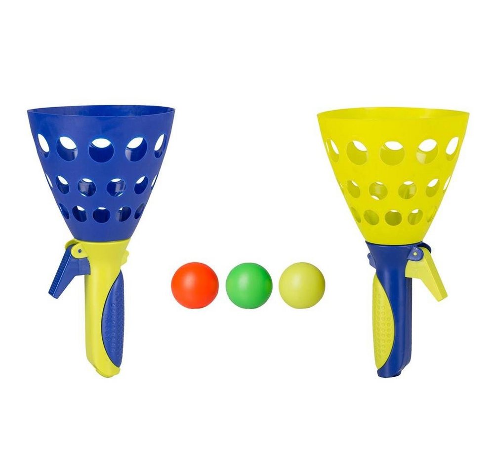 Idena Spielzeug-Gartenset 40006, Fangballspiel für Kinder 2 Fangkörbe & 3 Bälle, 1 Set zufällige Farbe von Idena