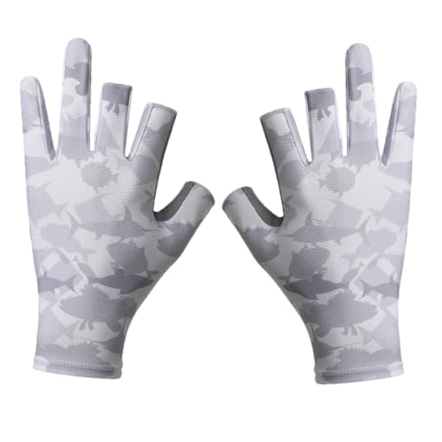 Idezek Sonnenschutzhandschuhe für Herren und Damen, UV-Handschuhe zum Kajakfahren, UPF50+ 3-Finger-geschnittene, verschleißfeste Angelhandschuhe, Fishing Supplies Ruderhandschuhe mit rutschfestem von Idezek