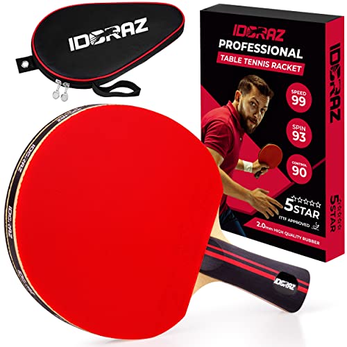 Idoraz Ping Pong Paddle Profi Schläger - Tischtennisschläger mit Tragetasche - ITTF zugelassenes Gummi für Turnierspiele - Bestes Tischtennis-Paddel von Idoraz
