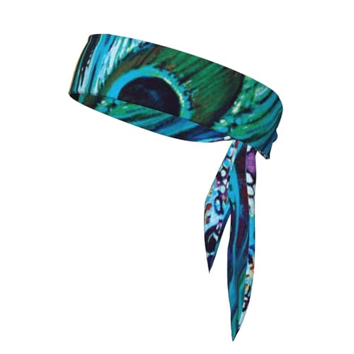 Farbiges Pfauen-Sport-Stirnband, Unisex, rutschfestes Fitness-Haarband, für Tennis, Radfahren, Yoga von IguaTu