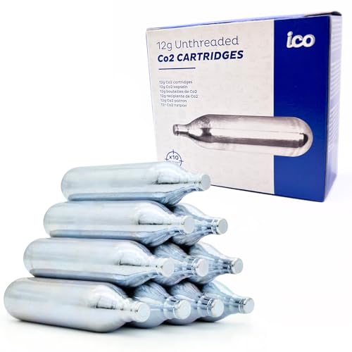 ICO 10er-Pack Co2 Kapseln 12g Nicht-Gewindebohrung, Co2 Kartusche Für Softair, Co2 Pistole, Air Soft Pistole, Air Rifle Und Paintball-Marker, Co2 Patronen Für Präzision von ICO Trading