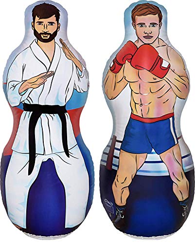 ImpiriLux Aufblasbarer zweiseitiger Karate- und Boxsack; enthält einen aufblasbaren 152 cm hohen Boxsack mit Illustration eines Karatemeisters auf einer Seite und Boxer auf der Rückseite. von ImpiriLux