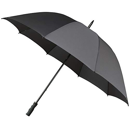 Impliva Golf-Regenschirm für Herren, manuelle Öffnung, 8 Streben aus bruchsicherem Fiberglas, extrem Winddicht, breiter Schutz mit Durchmesser von 100 cm, Grau von Impliva