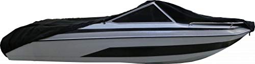 Longlife Bootspersenning 600D für Speed- und Konsolenboote | Größe 488 bis 553cm x 240cm | wasserdichte schwarze Bootsplane mit Seil und Aufbewahrungstasche | schützt vor allerlei Umwelteinflüssen von Infradesktrading