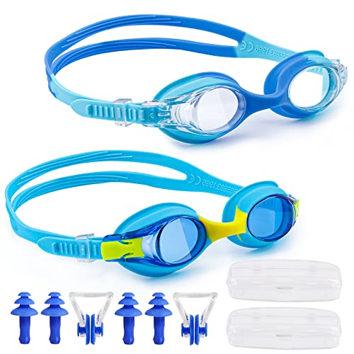 Infreecs Schwimmbrille Kinder, 2 Stück Kinderschwimmbrille mit Anti-Fog-Linse für 4-14 Jahre, Wasserdichte Schwimmbrillen mit Packungsbox, Kinder Schwimmbrille für Junior Jungen Mädchen von Infreecs