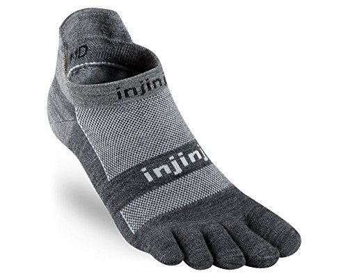 Injinji Herren Run Lightweight No Show Wool Toesocks, Herren, anthrazit, X-Large von Injinji