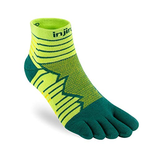 Injinji Run Technical Mini Crew Socken gelb/grün Schuhgröße L | EU 44,5-47 2021 Laufsocken von Injinji